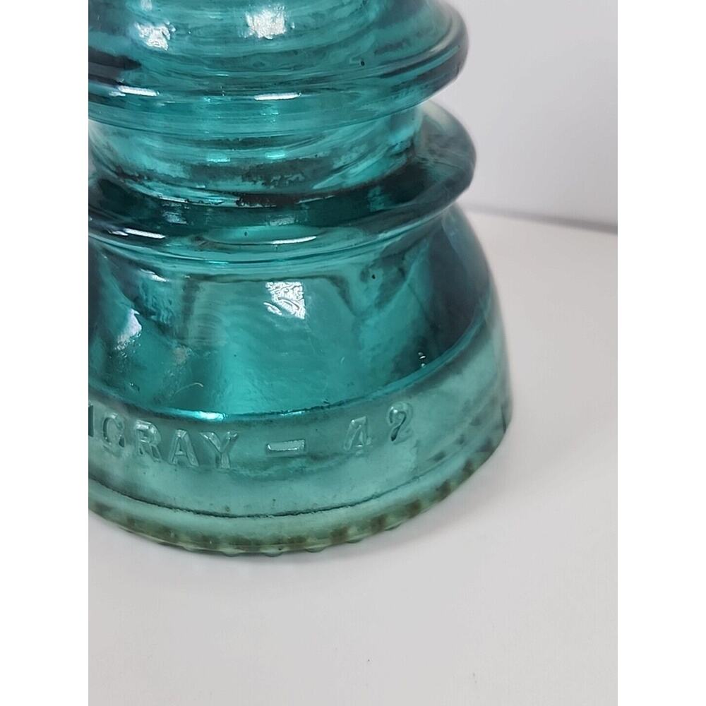 Aqua (Blue/Green) Hemingray 42 Electrical Glass Insulator - Made in USA - Picture 3 of 9